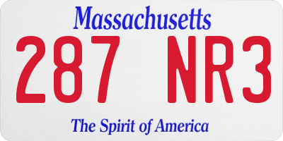 MA license plate 287NR3