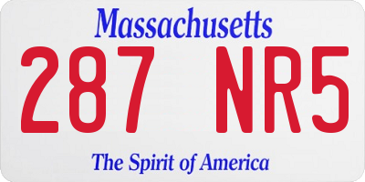 MA license plate 287NR5