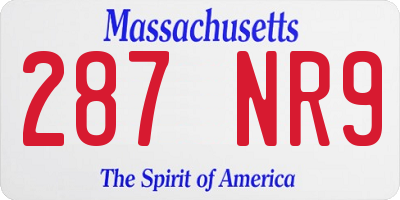 MA license plate 287NR9