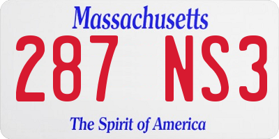 MA license plate 287NS3