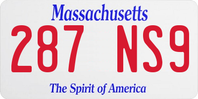 MA license plate 287NS9