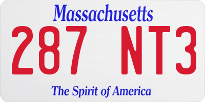 MA license plate 287NT3