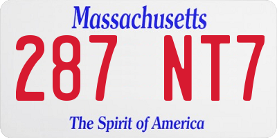 MA license plate 287NT7