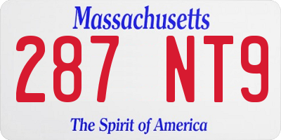 MA license plate 287NT9