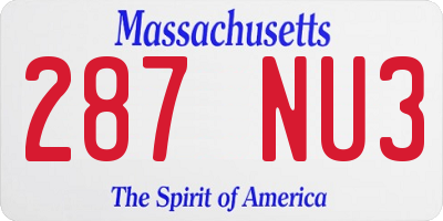 MA license plate 287NU3