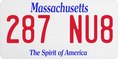 MA license plate 287NU8