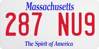MA license plate 287NU9