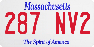 MA license plate 287NV2