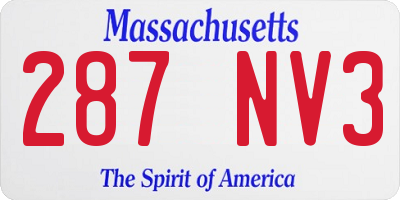 MA license plate 287NV3