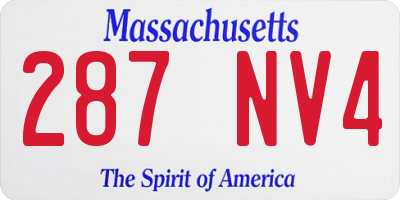 MA license plate 287NV4