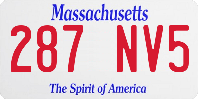 MA license plate 287NV5