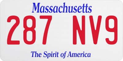 MA license plate 287NV9