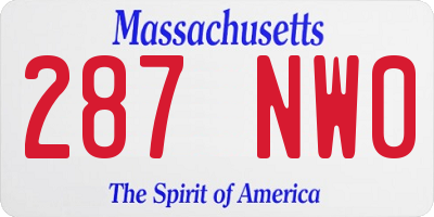 MA license plate 287NW0