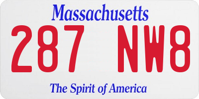 MA license plate 287NW8