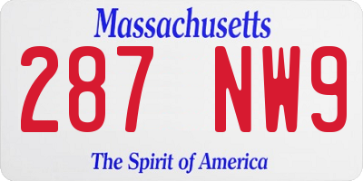 MA license plate 287NW9