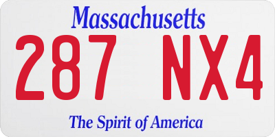 MA license plate 287NX4