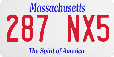 MA license plate 287NX5