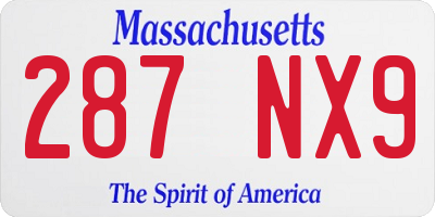 MA license plate 287NX9