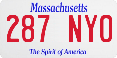 MA license plate 287NY0