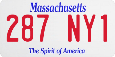 MA license plate 287NY1