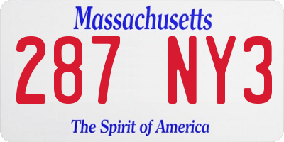 MA license plate 287NY3