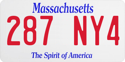 MA license plate 287NY4