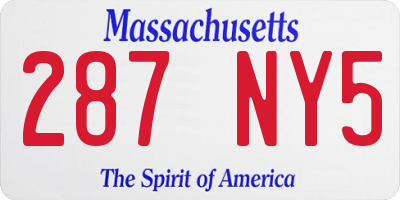 MA license plate 287NY5