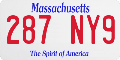 MA license plate 287NY9