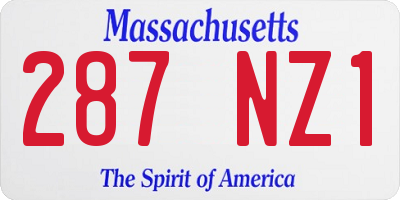 MA license plate 287NZ1
