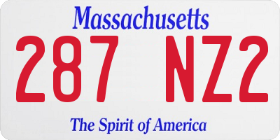 MA license plate 287NZ2