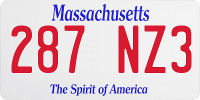 MA license plate 287NZ3