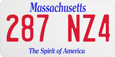 MA license plate 287NZ4