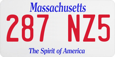 MA license plate 287NZ5
