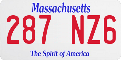 MA license plate 287NZ6