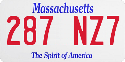MA license plate 287NZ7
