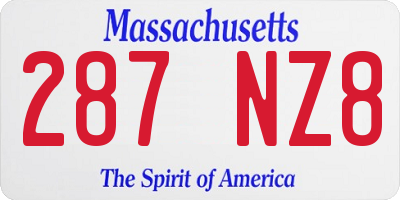 MA license plate 287NZ8