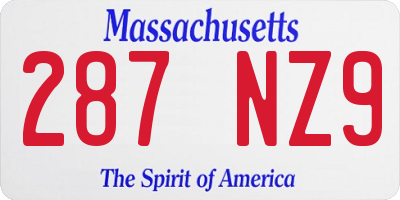 MA license plate 287NZ9