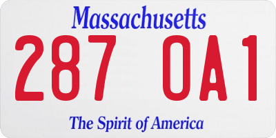 MA license plate 287OA1