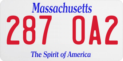 MA license plate 287OA2