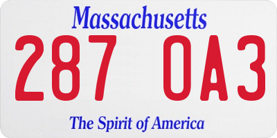 MA license plate 287OA3