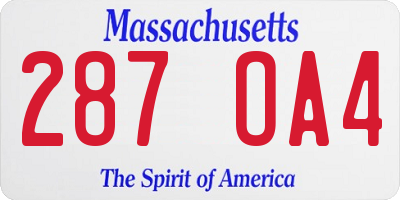 MA license plate 287OA4