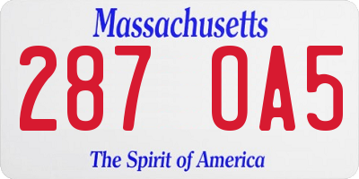 MA license plate 287OA5
