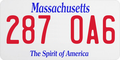 MA license plate 287OA6