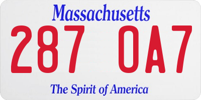 MA license plate 287OA7