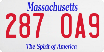 MA license plate 287OA9