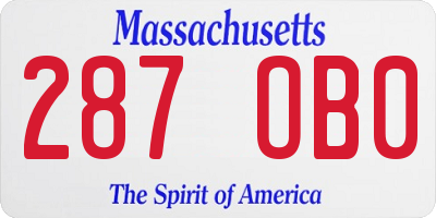 MA license plate 287OB0