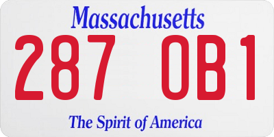 MA license plate 287OB1