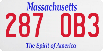 MA license plate 287OB3