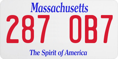 MA license plate 287OB7
