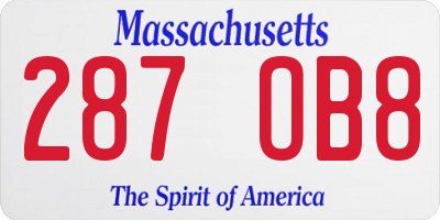 MA license plate 287OB8